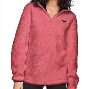 NWT Victoria Secret PINK coral SHERPA fullzip